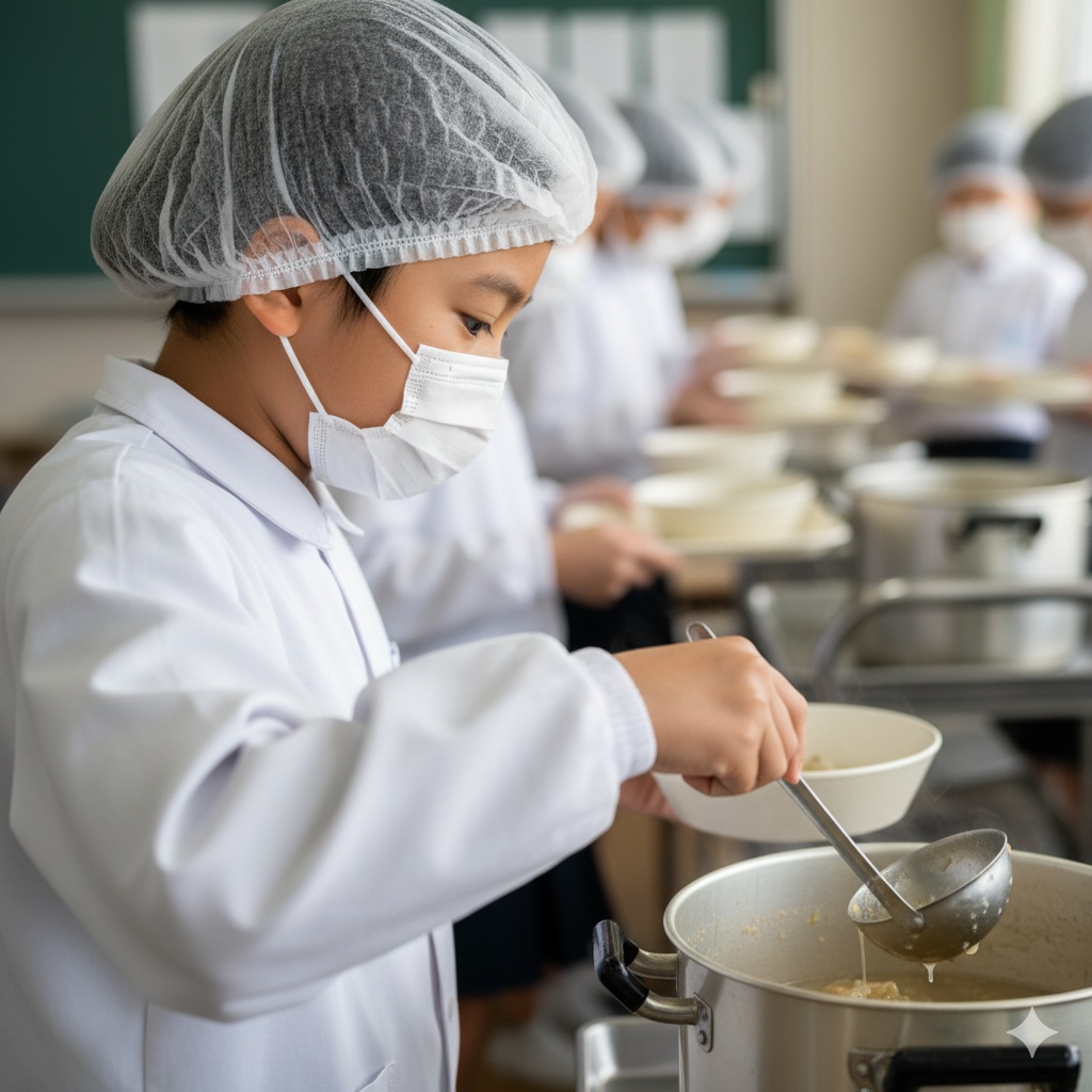 給食当番の様子